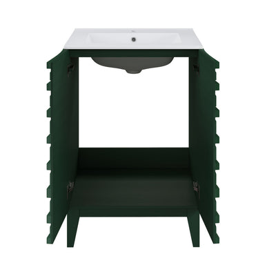 Cascade 24" Freestanding Bathroom Vanity in Green Oak with Sink Top