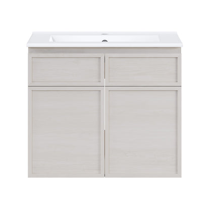 St. Tropez 24" Wall-Mounted Bathroom Vanity in White Oak with Sink Top