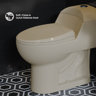 Chateau One-Piece Elongated Dual-Flush Toilet in Bisque 1.1/1.6 gpf