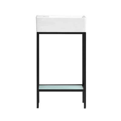 Pierre 19.5 Single, Freestanding, Open Shelf, Matte Black Frame Bathroom Vanity