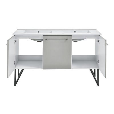 Annecy 60" Freestanding Bathroom Vanity in Gray with Sink Top