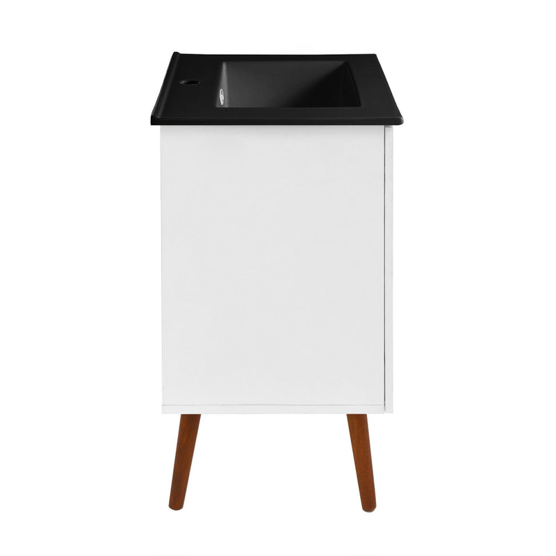 Manoir 18 in. White Bathroom Vanity With Black Ceramic Sink Top