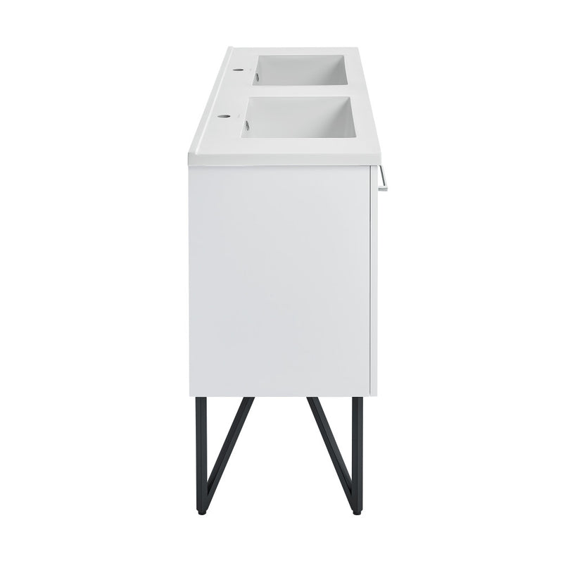 Annecy 60 Double, Glossy White, Two Doors, One Drawer, Bathroom Vanity