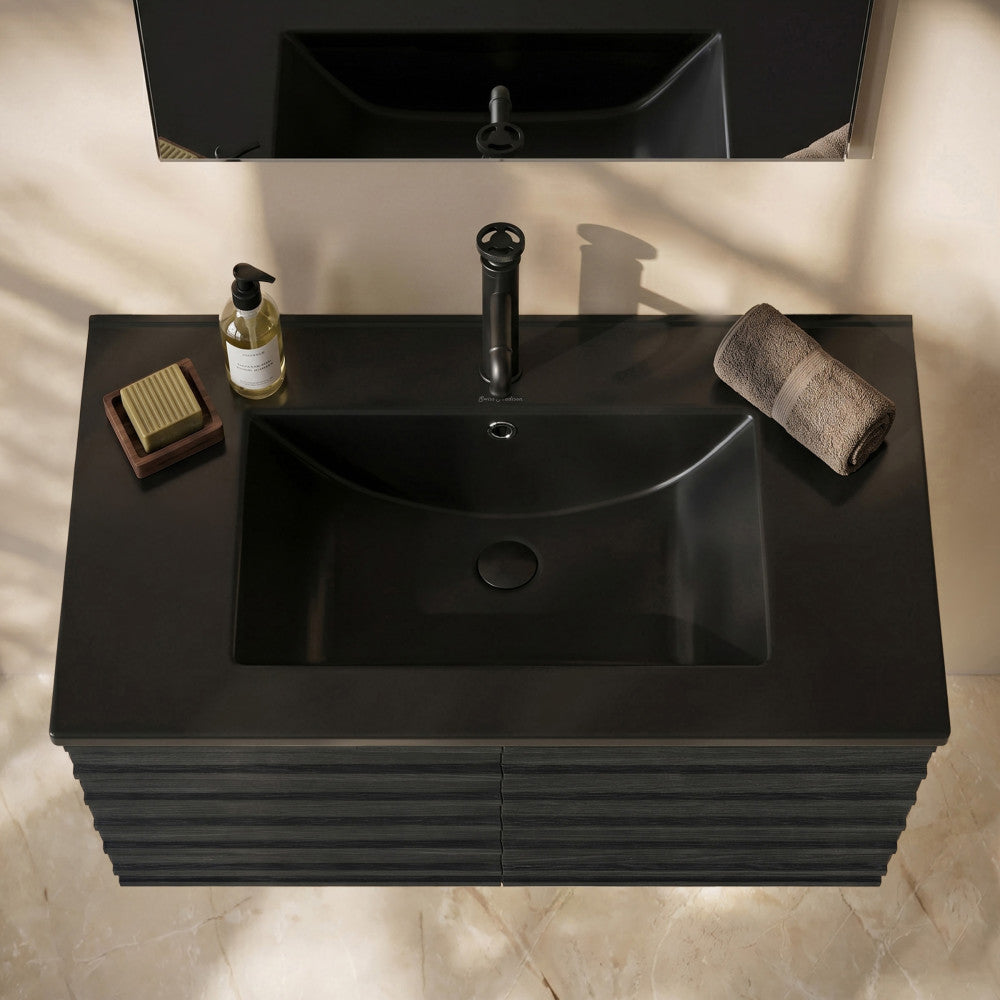 30" Vanity Top Bathroom Sink in Matte Black