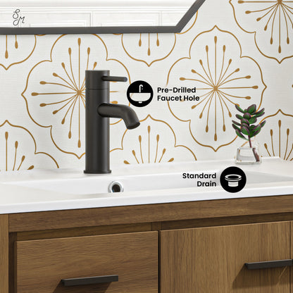 Virage 36" Freestanding Bathroom Vanity in Brown Oak with Sink Top