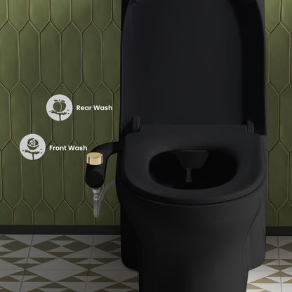 Aqua Non-Electric Bidet Toilet Attachment in Matte Black with Polished Gold Hardware