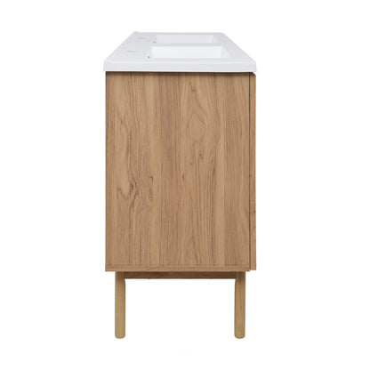 Classe 60" Freestanding Bathroom Vanity in Golden Oak with Double Basin Sink Top