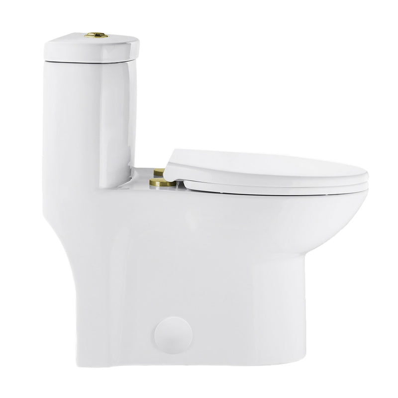 Sublime One Piece Elongated Toilet Dual Flush, Brushed Gold Hardware 1.1/1.6 gpf