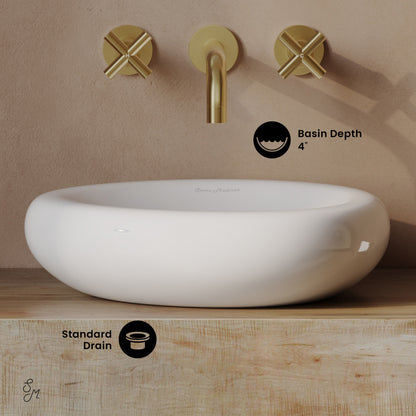 Nanterre 16" Round Vessel Sink in Glossy White