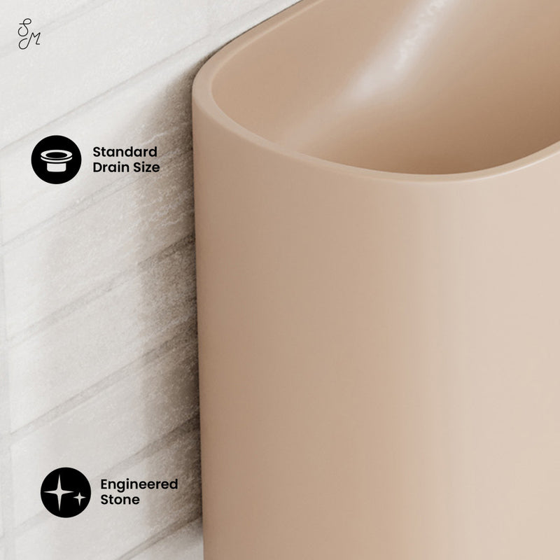 Terre 18" Right Side Faucet Wall-Mount Bathroom Sink in Pastel Peach