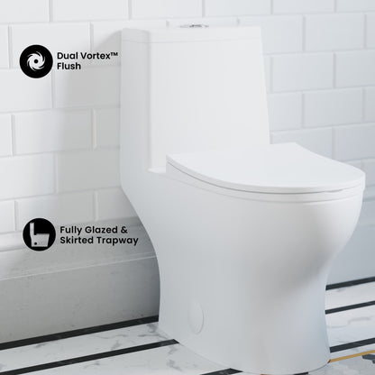 Ivy One-Piece Elongated Toilet Vortex Dual-Flush 1.1/1.6 gpf