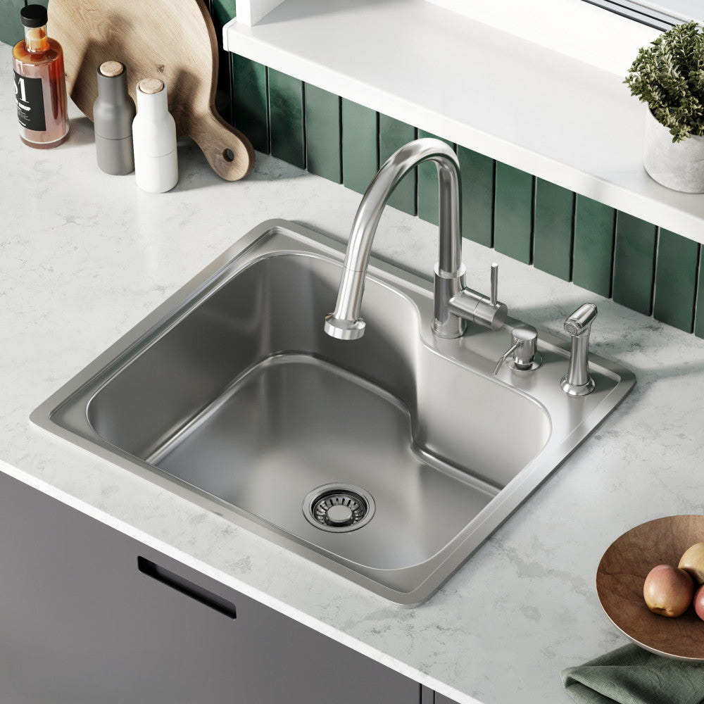 Ouvert 25 x 22 Stainless Steel Single Basin Top-Mount Kitchen Sink