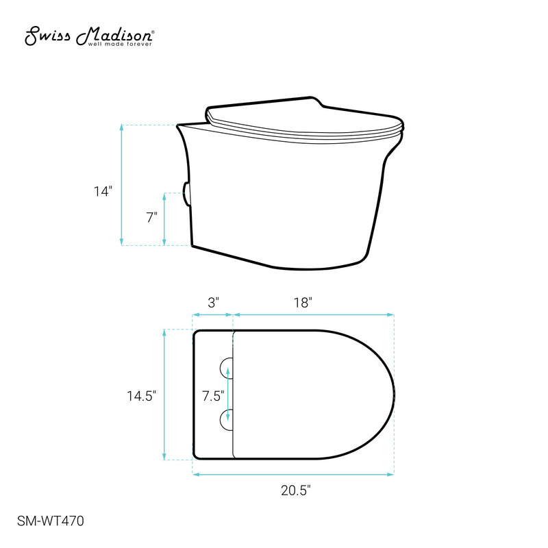 Cascade Wall-Hung Elongated Toilet Bowl