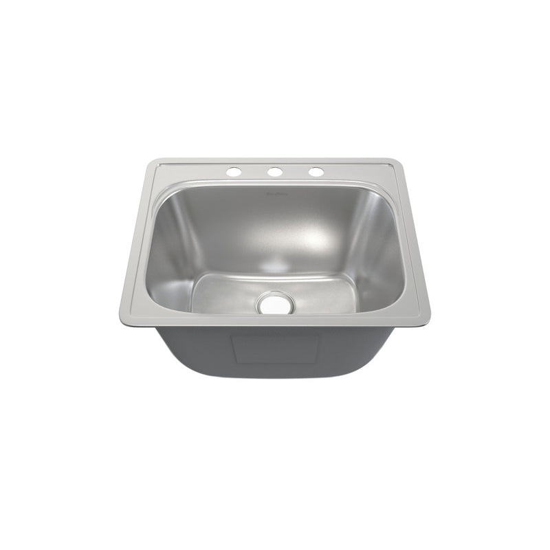 Ouvert 25 x 22 Stainless Steel, Single Basin, Top Mount Kitchen Sink