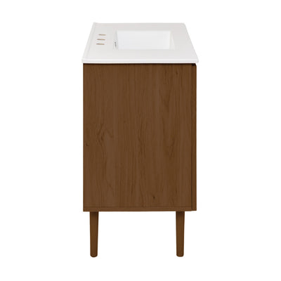 Bron 36" Freestanding Bathroom Vanity in Brown Oak with 3-Hole Widespread Sink Top