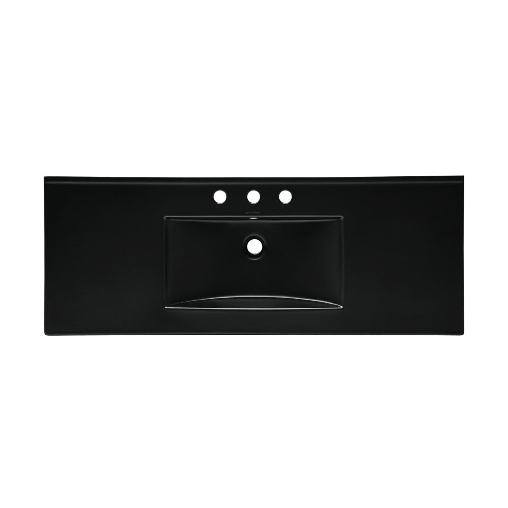 48" 3-Hole Widespread Vanity Sink Top in Glossy Black