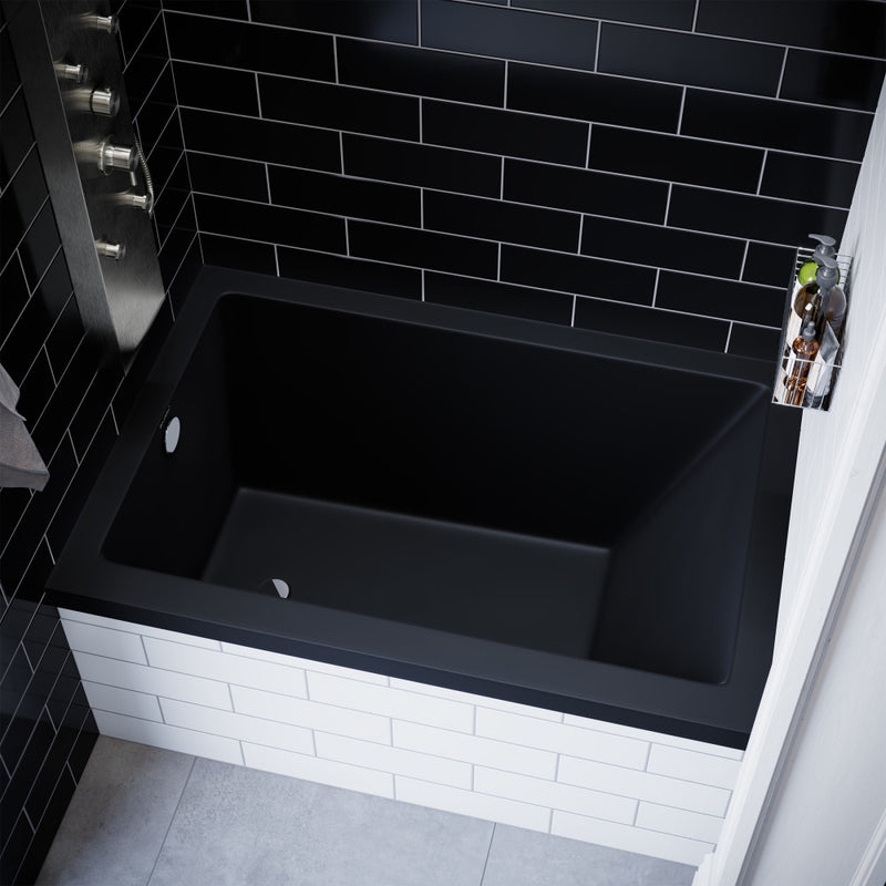 Voltaire 48" x 32" Left-Hand Drain Alcove Bathtub in Matte Black