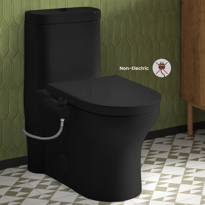 Aqua Non-Electric Bidet Toilet Attachment in Matte Black with Black Knob