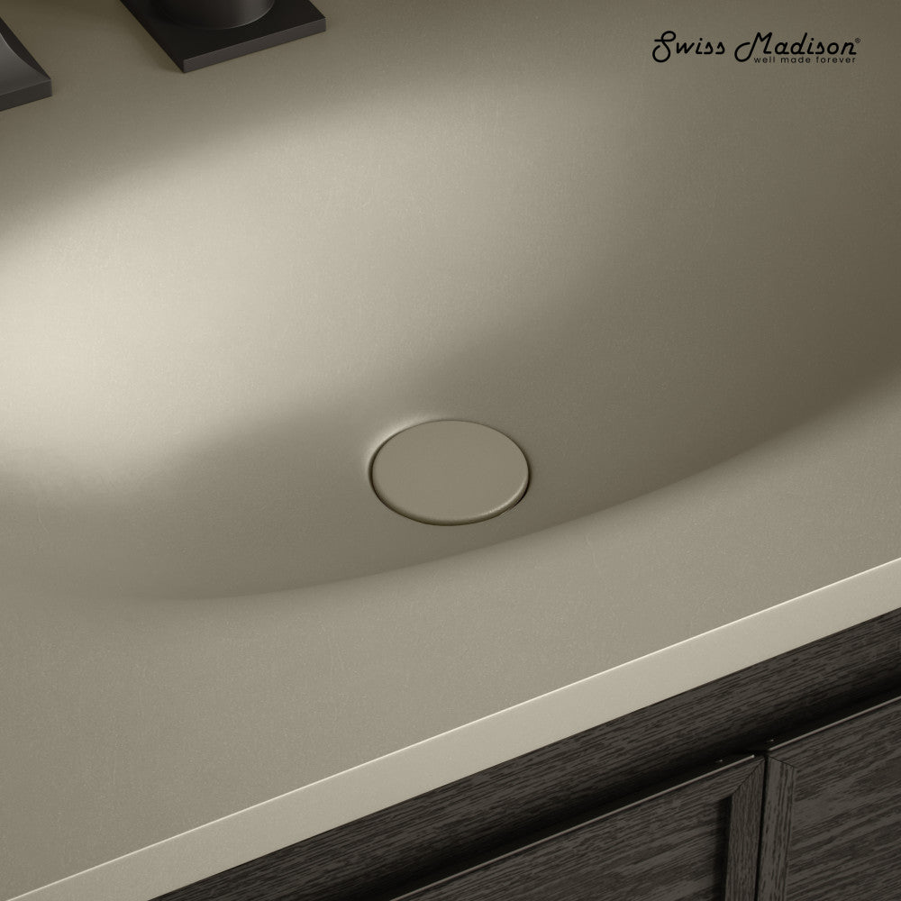 Lisse Concrete Bathroom Sink Non-Overflow Pop Up Drain in Matte Taupe