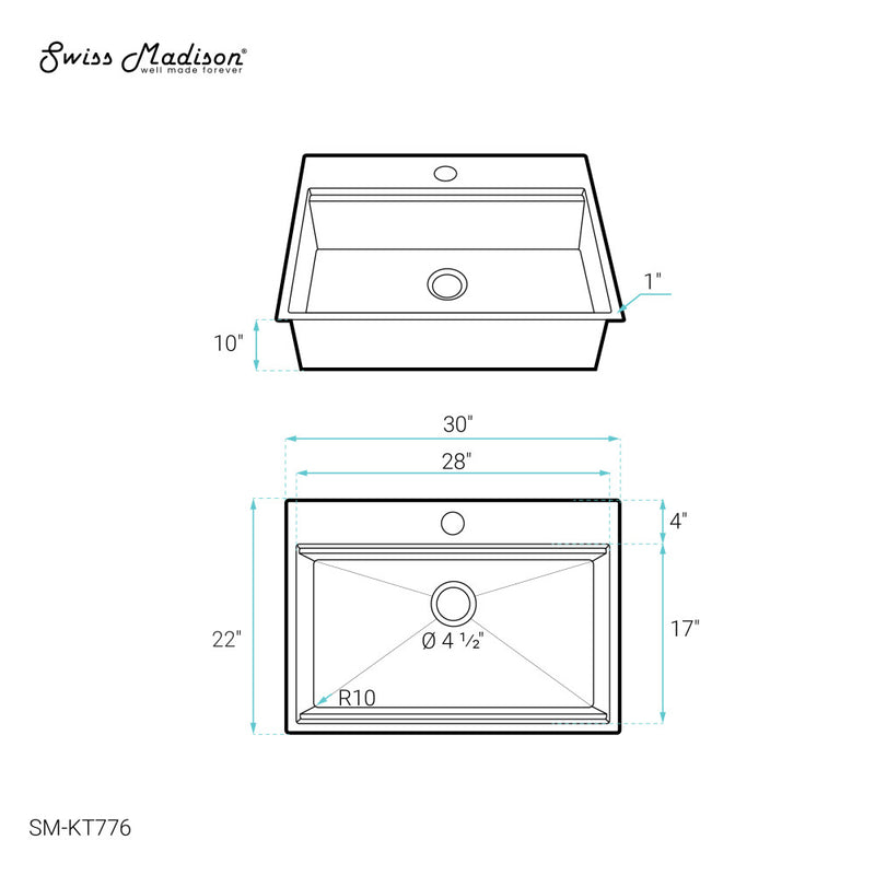 Ravi Single Basin 30 x 22 Topmount Kitchen Workstation Sink