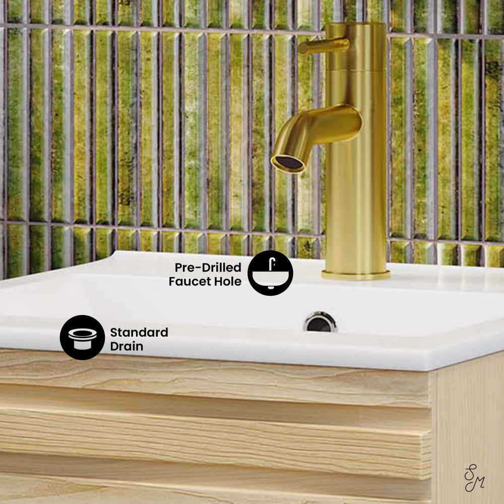 Cascade 18" Bathroom Vanity in Natural Oak