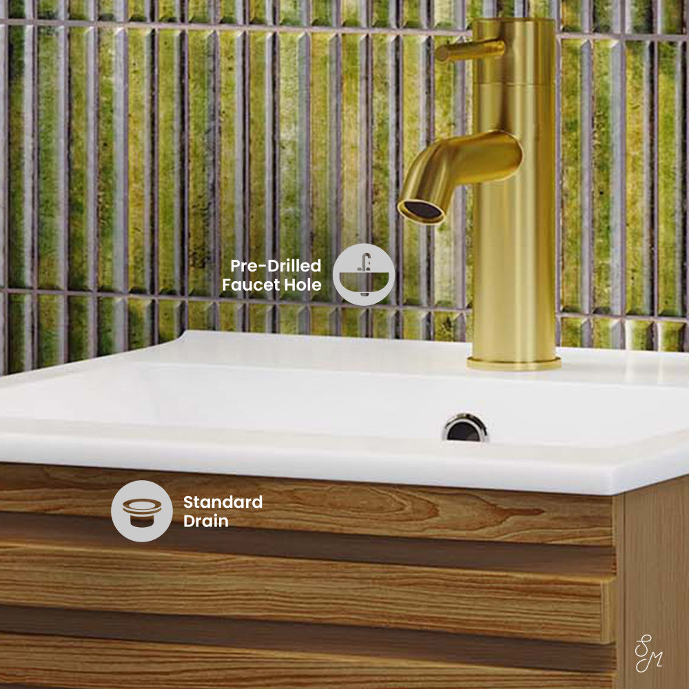 Cascade 18" Bathroom Vanity in Brown Oak