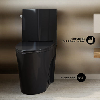St. Tropez One-Piece 10" Rough-in 1.28 GPF Left-Hand Flush Elongated Toilet in Glossy Black