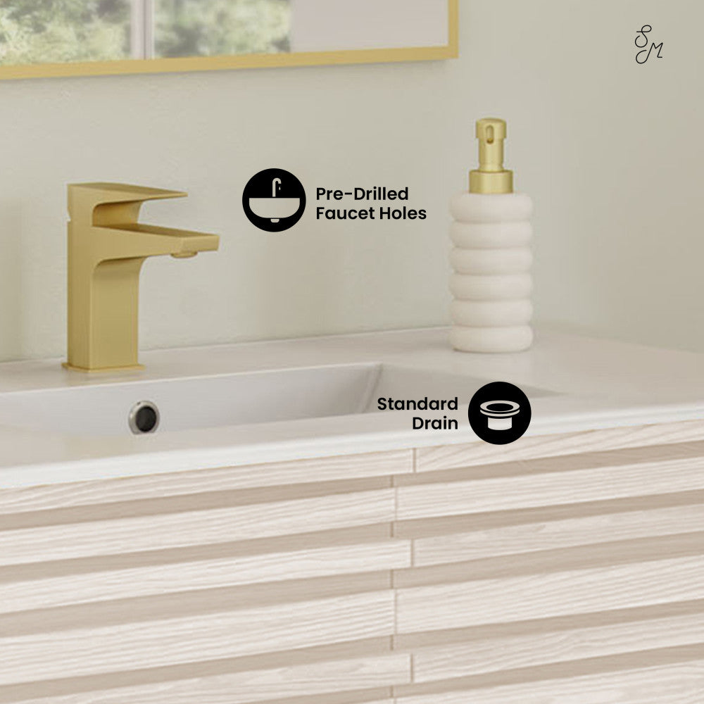 Cascade 30" Freestanding Bathroom Vanity in White Oak with Sink Top