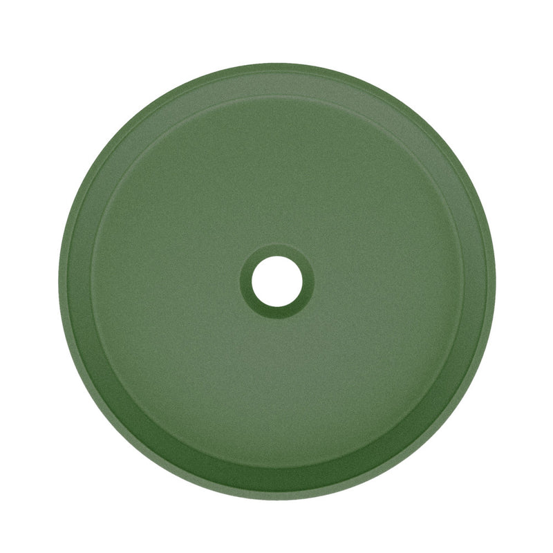 Lisse 14.5" Concrete Round Vessel Sink in Matte Royal Green