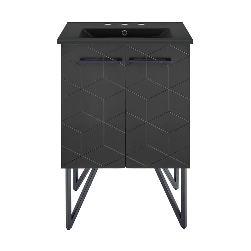 Annecy 24 in. Phantom Black Bathroom Vanity With Black, 3-Hole Ceramic Sink Top