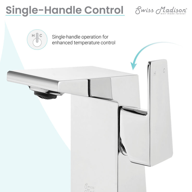 Carre Single Hole, Single-Handle, Bathroom Faucet in Chrome
