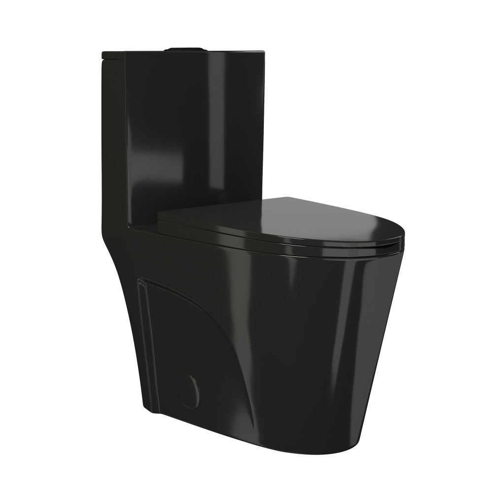 St. Tropez One-Piece 10" Rough-in 1.1/1.6 GPF Dual Top Flush Elongated Toilet in Glossy Black