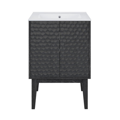 Bosse 24" Freestanding Bathroom Vanity in Black Oak with Sink Top