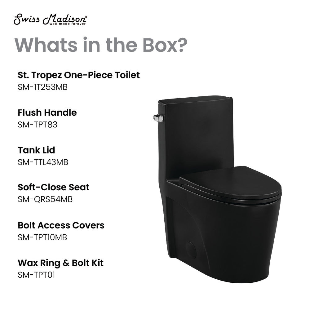 St. Tropez One-Piece Elongated Toilet Left Side Vortex Flush