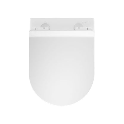 Monaco Wall-Hung Toilet Bundle 0.8/1.6 GPF Dual Flush in Glossy White with Brass Flush Plate
