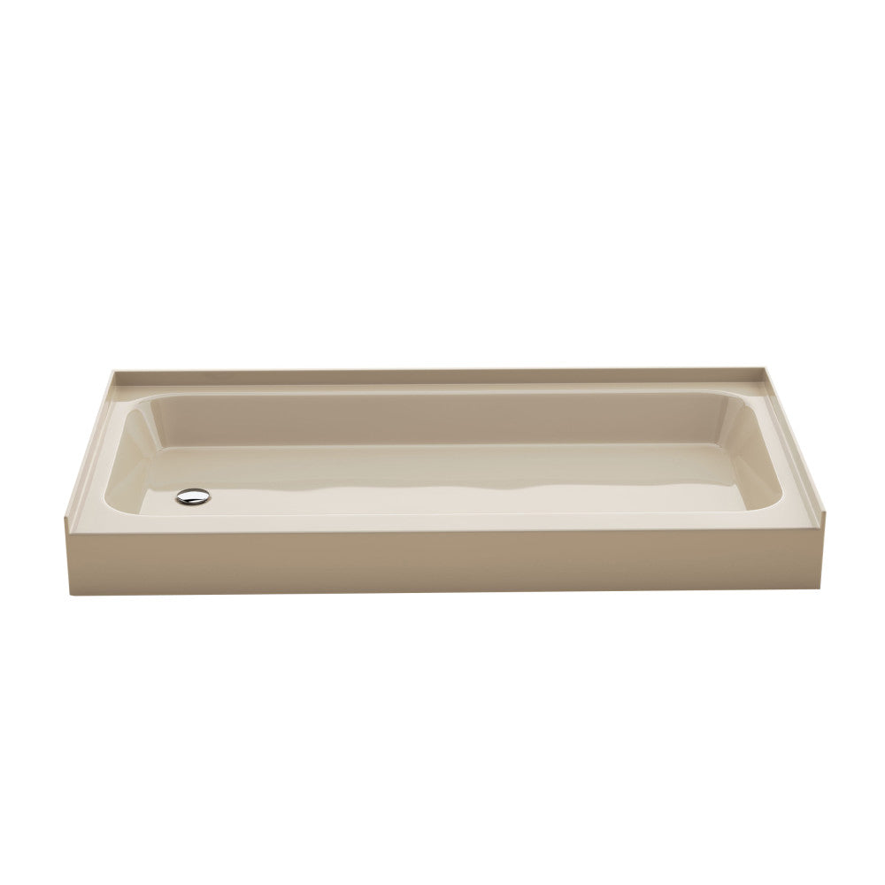Voltaire 60 x 30 Shower Pan Base with Left Drain in Glossy Bisque