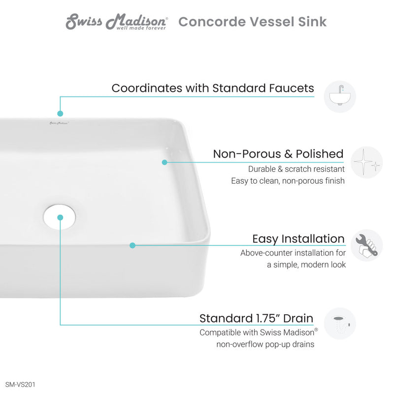 Concorde 19 Rectangle Ceramic Vessel Sink