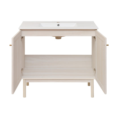 Classe 36" Freestanding Bathroom Vanity in White Oak with Sink Top