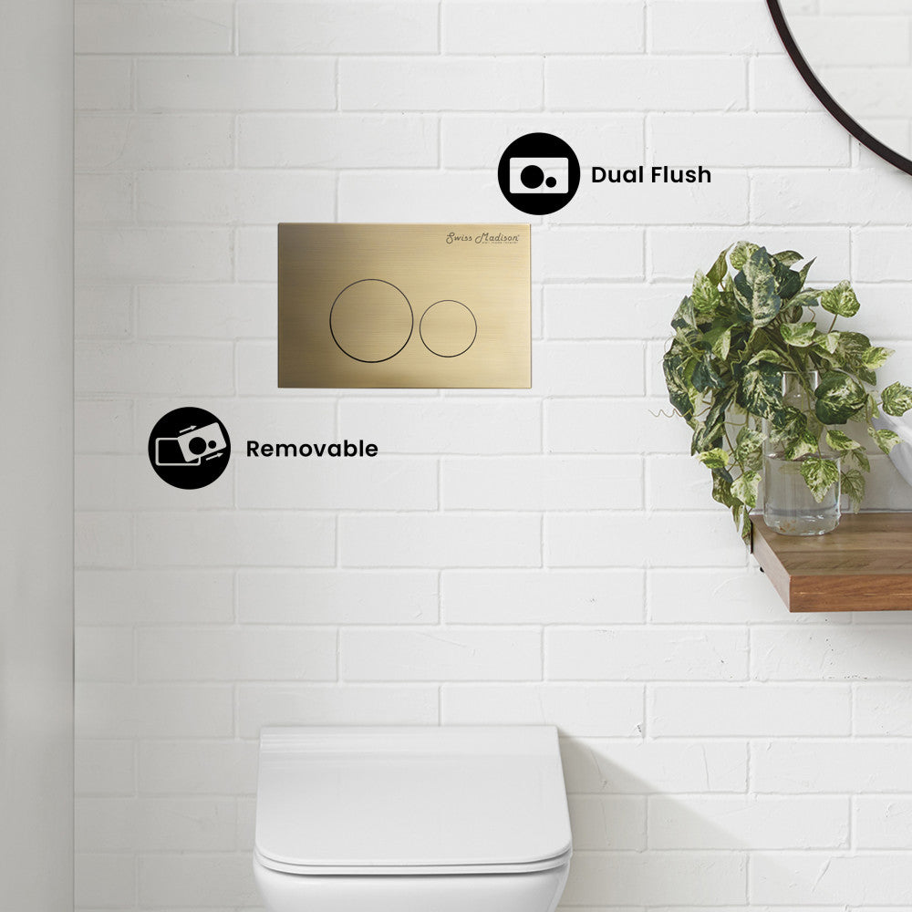 Monaco Wall Mount Actuator Flush Push Button Plate in Brushed Brass