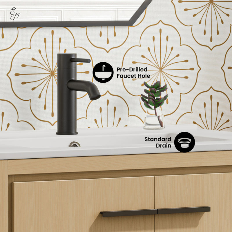 Virage 30" Freestanding Bathroom Vanity in Natural Oak with Sink Top