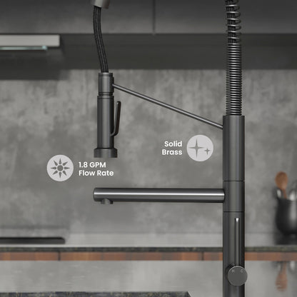 Nouvet Single Handle, Pull-Down Kitchen Faucet with Pot Filler in Gunmetal Gray