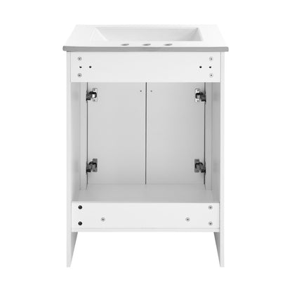 Burdon 24" Freestanding Bathroom Vanity in White with 3-Hole Centerset Sink Top