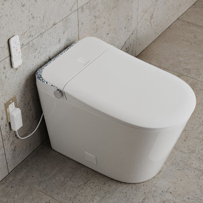 Remi Smart Toilet 12” Rough-in ADA Height in Glossy White with Integrated Tank, Auto-Open Lid, Foot Sensor