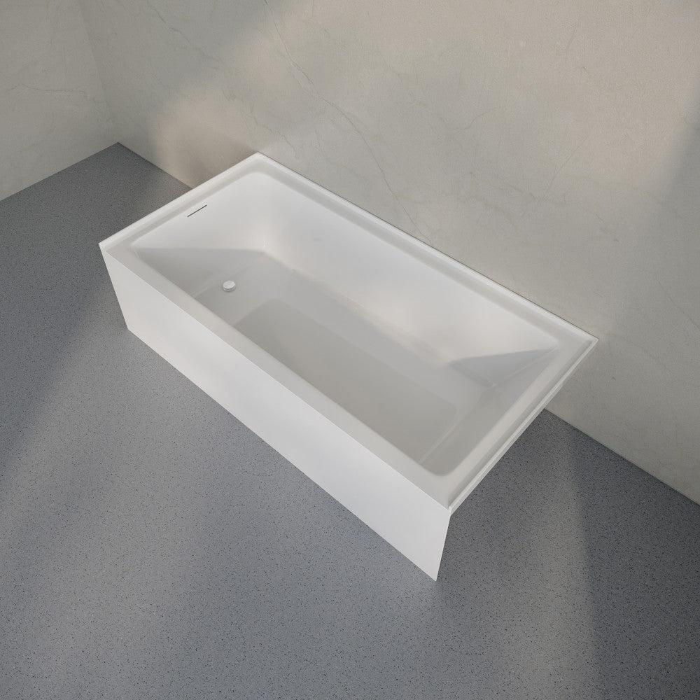 Voltaire 72 x 32 Skirted Left Drain Soaking Alcove Bathtub in Glossy White, Drain Included