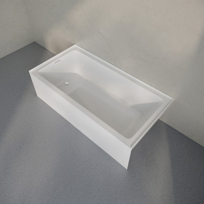 Voltaire 72 x 32 Skirted Left Drain Soaking Alcove Bathtub in Glossy White, Drain Included