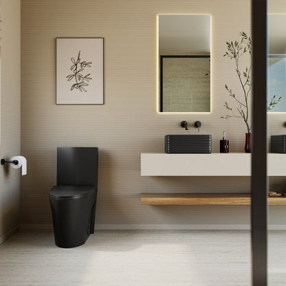 St. Tropez One-Piece Elongated Toilet Vortex Dual-Flush in Matte Black 1.1/1.6 gpf