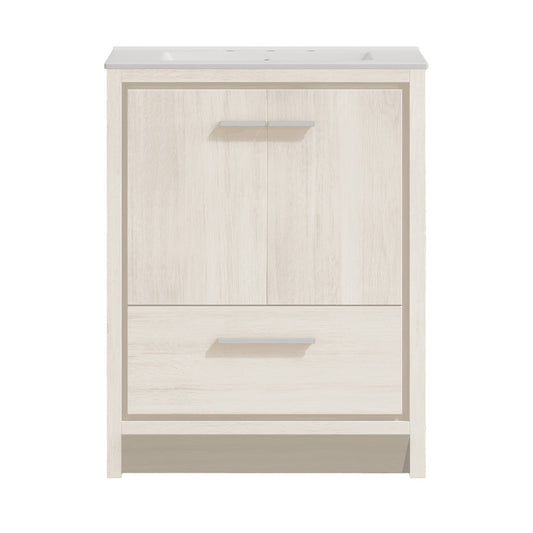 Virage 30" Freestanding Bathroom Vanity in White Oak with Widespread Sink Top