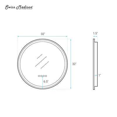 Monaco 32" Round LED Anti-Fog Smart Mirror with Bluetooth