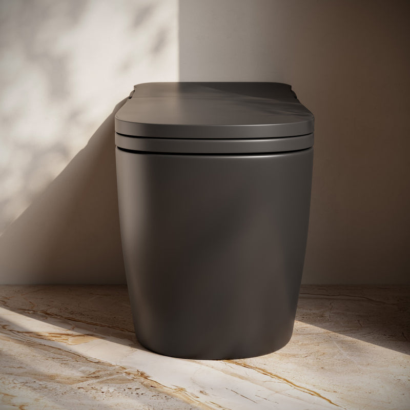 Avancer One Piece Smart Toilet 1.28 GPF in Matte Black with Heated Bidet, Air Drying, Night Light, Foot Sensor