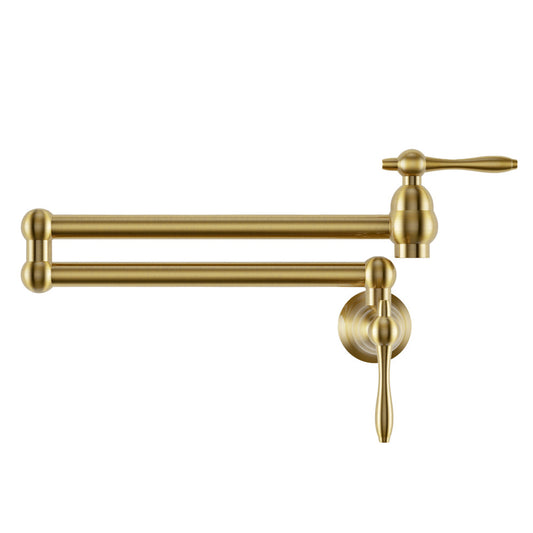 Plaisir Retractable Wall Mount Pot Filler Faucet in Brushed Gold